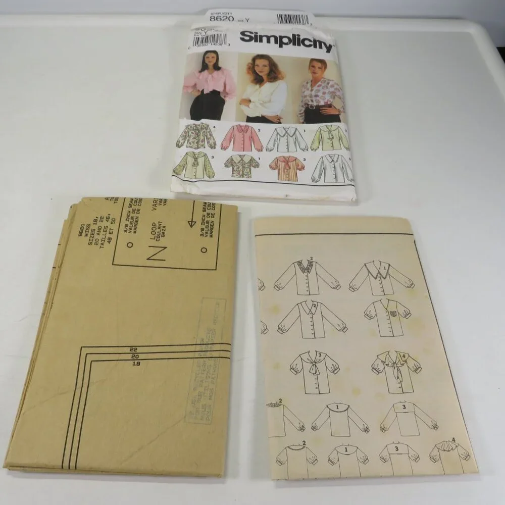 Simplicity 8620 sewing pattern Blouse, Shirt UNCUT Size 18-22